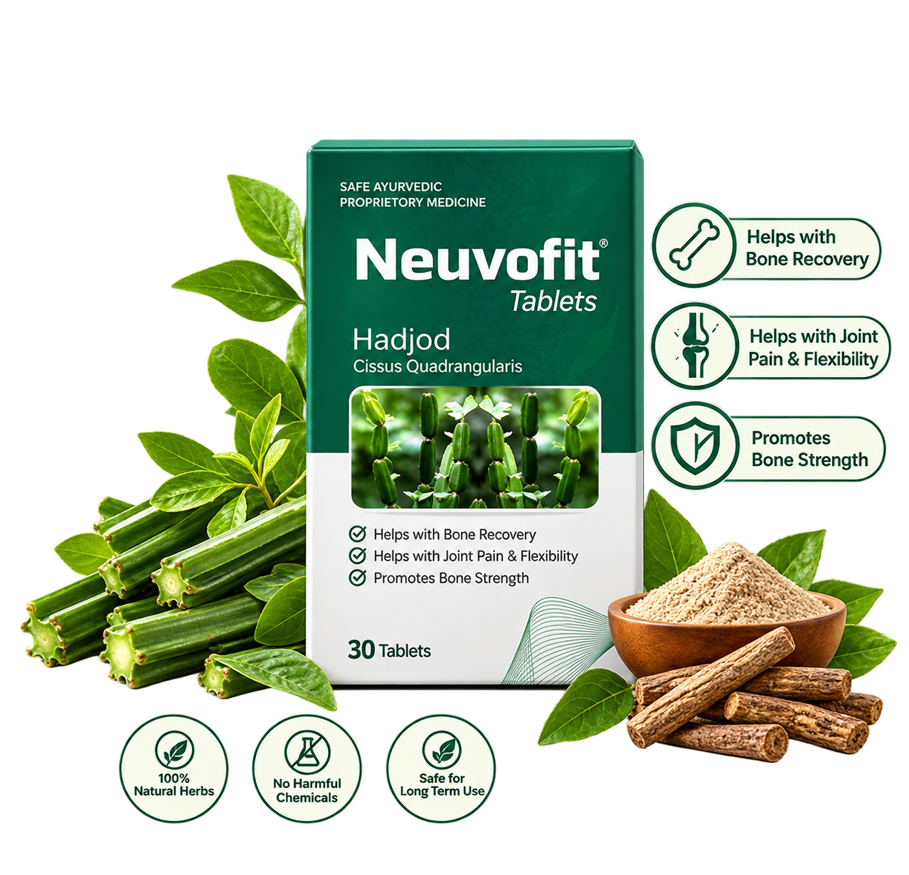 Neuvofit Hadjod – Cissus Quadrangularis Tablets (30 Tablets)