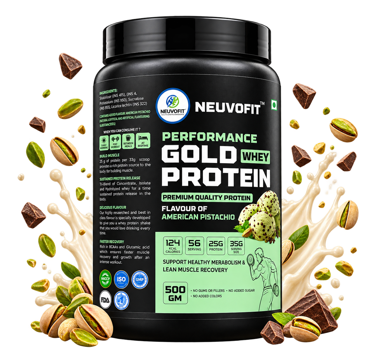 Neuvofit Performance Gold Whey Protein – American Pistachio