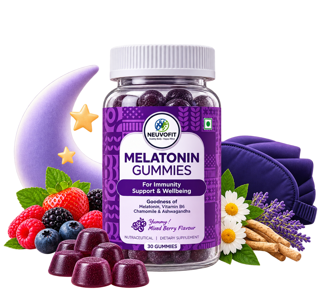 Neuvofit Melatonin Gummies – Sleep & Recovery Support (30 Gummies)