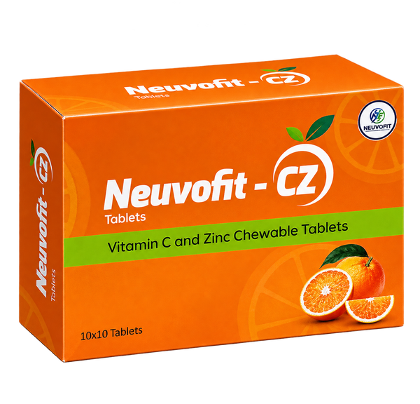 Neuvofit-CZ – Vitamin C & Zinc Chewable Tablets (10 Tablets)