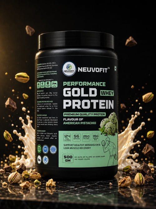 Neuvofit Performance Gold Whey Protein 1kg tub, American Pistachio flavour