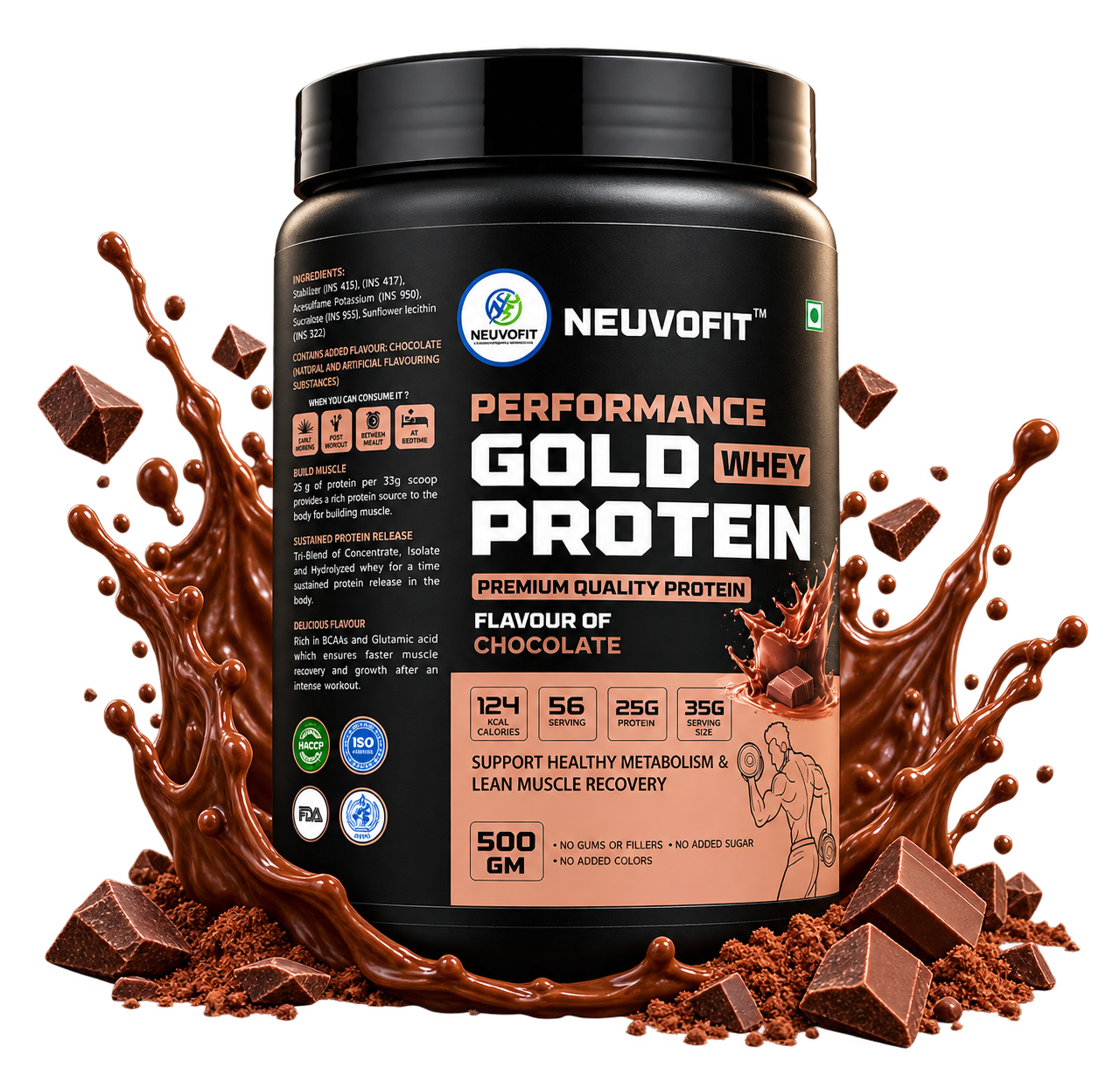 Neuvofit Performance Gold Whey Protein – Dark Chocolate