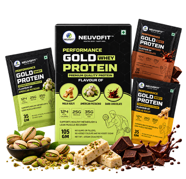 Neuvofit Performance Gold Whey Protein – Trial Pack (100g, All 3 Flavours)